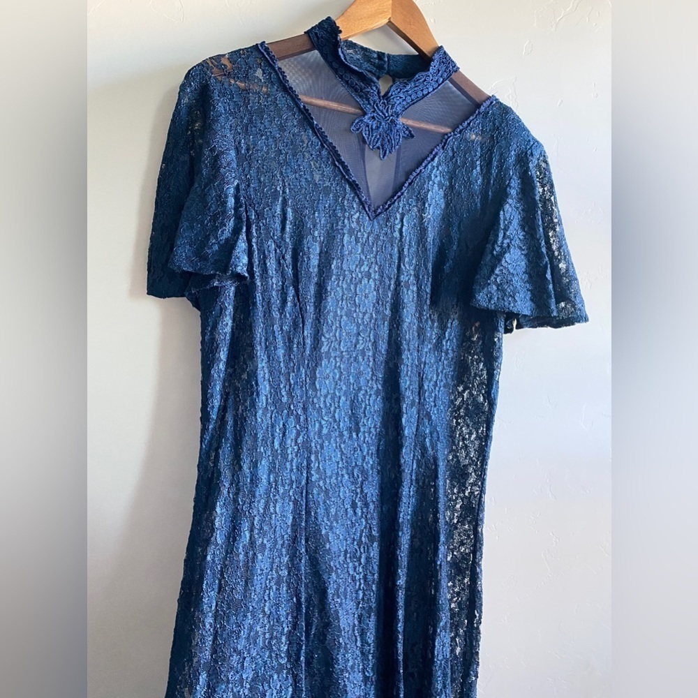 Vintage Dawn Joy Fashion - Navy Blue Lace dress - Picture 10 of 16